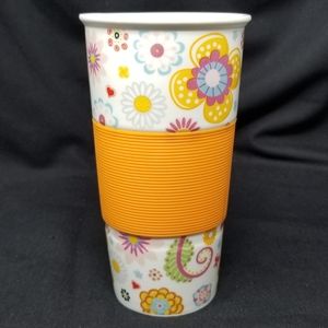 BRIGHT FLORAL PATTERN TALL COFFEE/DRINK TUMBLER